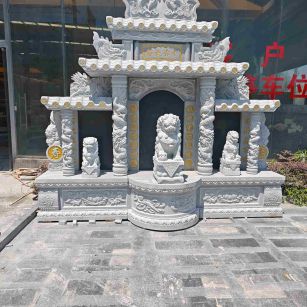 郴州芝麻白中国黑石材套墓 花岗岩墓碑